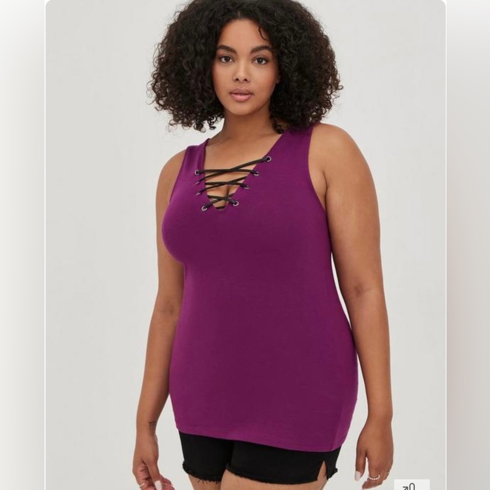 Torrid plum lace up foxy tank